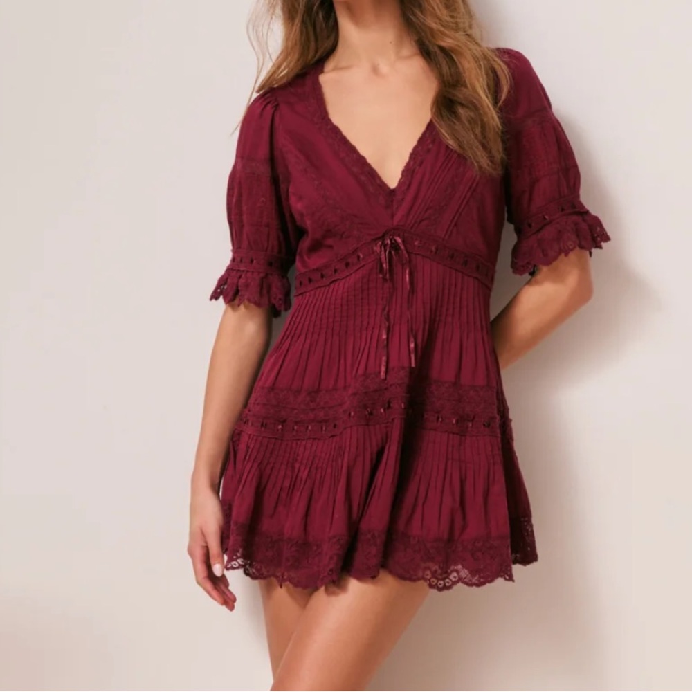LoveShackFancy Off-White Lace Trim Dress - Picture 7 of 7